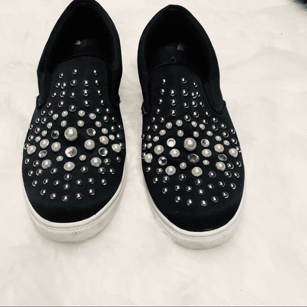 Steve Madden Embellished Black Slide-on Sneakers